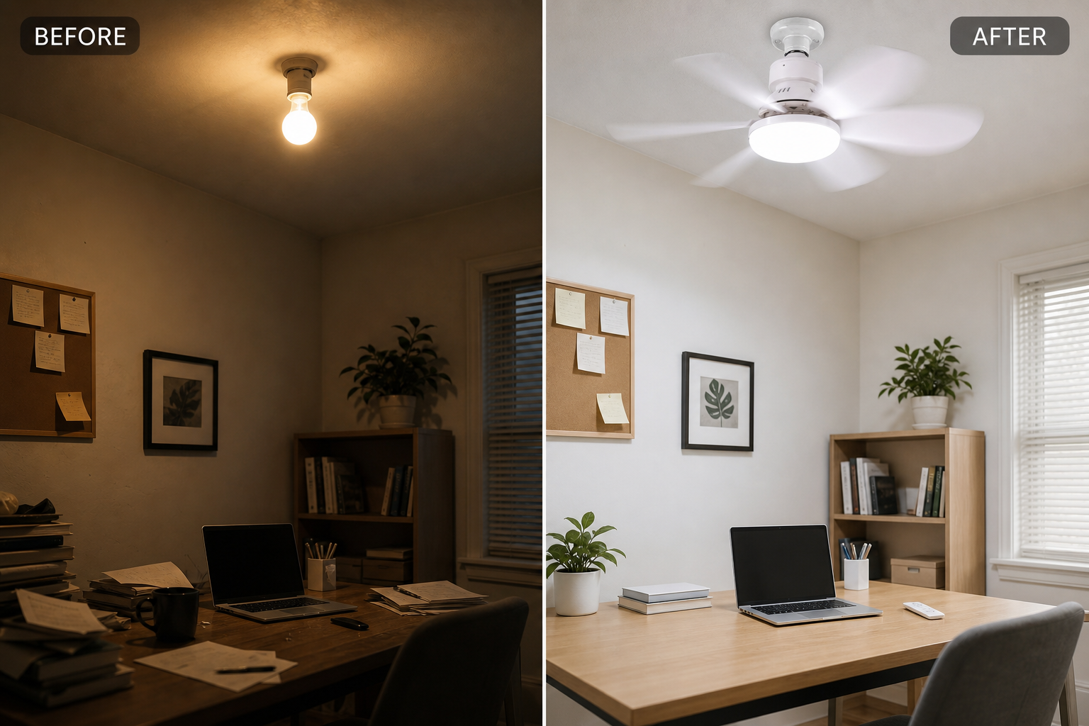 Le Ventilateur LED Intelligent — Lumière + Air Frais en Un Seul Geste